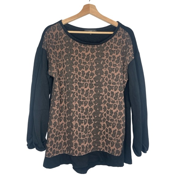 Sanctuary Anthropologie Leopard Print Long Sleeve Sweater Top - Medium - Picture 2 of 11
